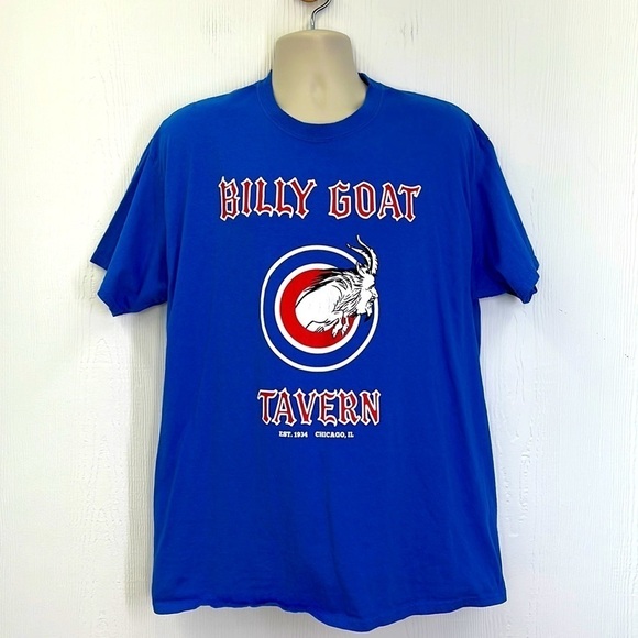 Port & Company - Billy Goat Tavern Chicago IL CHEEZBORGER! Blue T Shirt Size XL - Picture 1 of 8